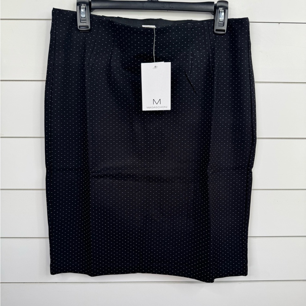 M MAGASCHONI Skirt Womens Size L Black White Knit Pencil Classic Pull On